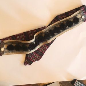 Adorable Plaid & Burlap Belt Flowers Bling Unique